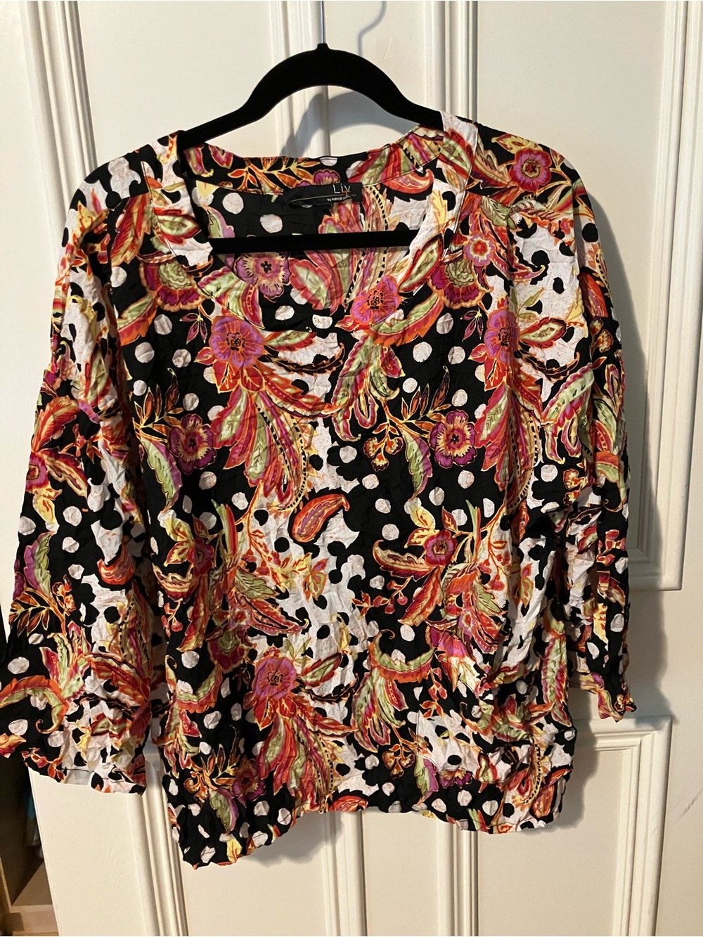 NWT Habitat Liv Tropical print boat neck light weight Dolman sleeve top Large